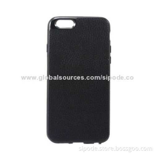 High quality black TPU case for iPhone 6, with leather sticking